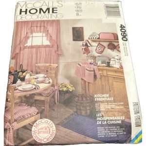 McCall's Uncut Pattern 4090 Kitchen Essentials Curtains Napkins Place Mats Apron